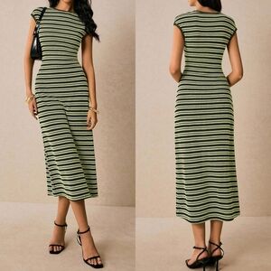 Striped Green Midi Dress